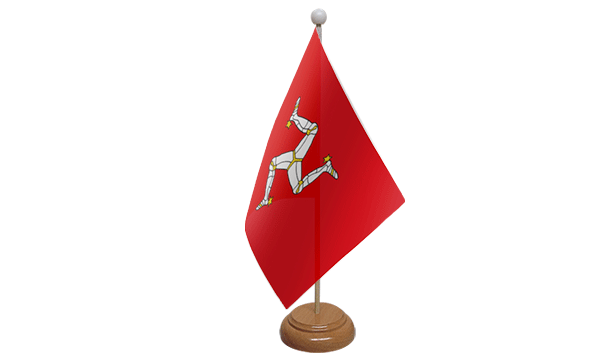 Isle of Man Small Flag with Wooden Stand